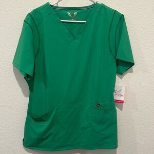 Smitten scrub set. Large top XL pant. Solid grass green color